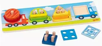 Goki Formensortierspiel Fahrzeuge aus Holz, 13-teilig (58348)