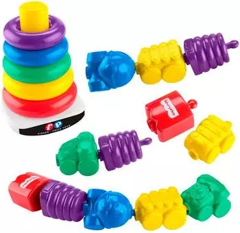 Fisher-Price Farbring-Pyramide & verbindbare Perlen Set (JGR50)