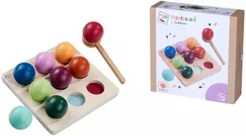 Eichhorn Montessori Sortierkugeln aus Holz, Farblernspiel (100006033)