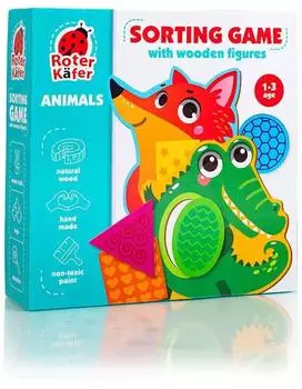 Roter K&auml;fer Sortierspiel mit Holzfiguren &ndash; Tiere (RW4204)