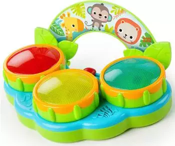 Bright Starts Safari Beats Spielzeug-Trommel mit Licht und Sound (52269-6-W11)