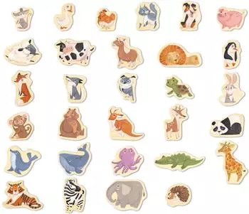 HaPe Magnetische Tiere Magnetspielzeug Holz, 30 Teile (E2002)