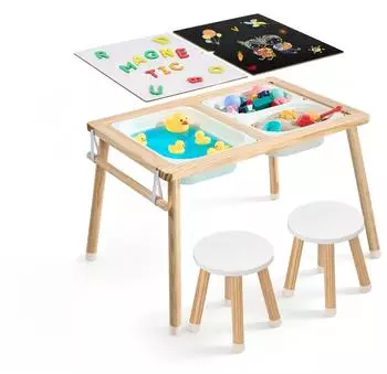 VEVOR Sensorischer Aktivit&auml;tstisch 7-in-1 mit 2 Hockern, Sand & Wasser, 3&ndash;6 Jahre