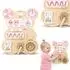 Mamabrum Teddybär Sensorikbrett aus Holz, Montessori 10-in-1, rosa