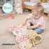 Mamabrum Teddybär Sensorikbrett aus Holz, Montessori 10-in-1, rosa