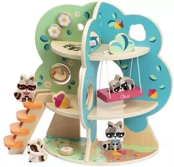 Chicco My Wood Friends Waschb&auml;ren-Baumhaus, Holz, 2+ Jahre (34cm)