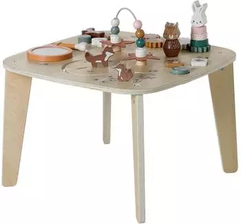 Vertbaudet Spieltisch Baby, Holz FSC®, mit Tieren, wollweiß