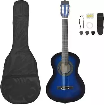 vidaXL Klassische Gitarren-Set f&uuml;r Anf&auml;nger, blau, 1/2 34" (70125)