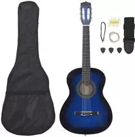 vidaXL 8-tlg. Klassikgitarren-Set f&uuml;r Anf&auml;nger Blau 3/4 36"