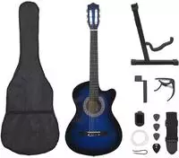 vidaXL 12.-tlg. Westerngitarre Set mit 6 Saiten Blau-Schattiert 38"