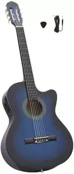 vidaXL Westerngitarre Cutaway mit Equalizer, 6 Saiten, blau (70140)