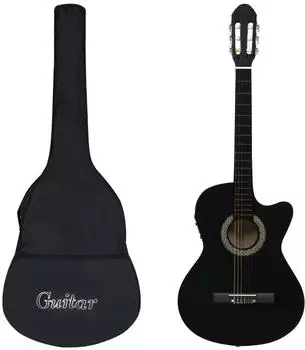 vidaXL Western Gitarren-Set 12-tlg. mit Equalizer, 6 Saiten, schwarz (70139)