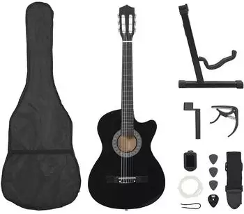 vidaXL Westerngitarre Set 38" 6 Saiten schwarz (70133)