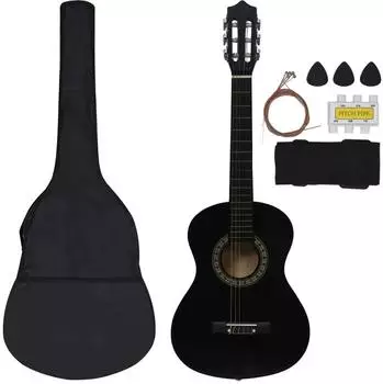 vidaXL Klassikgitarren-Set f&uuml;r Anf&auml;nger 1/2 34" schwarz (70127)