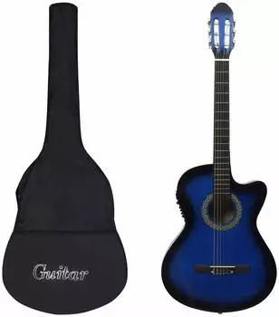 vidaXL Western-Gitarren-Set 12-tlg. mit Equalizer, 6 Saiten, blau (70141)