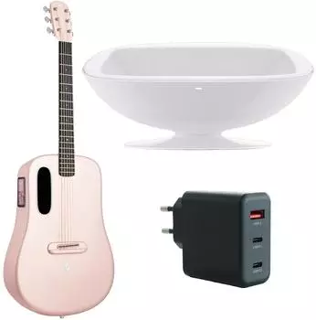 Lava Music ME 4 Westerngitarre 36 Zoll, pink, mit Ladestation (lvme4piab-set)