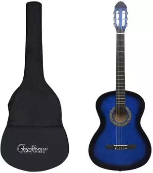 vidaXL Klassikgitarre für Anfänger mit Tasche, blau, 4/4, 39" (3055599)
