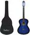 vidaXL Klassikgitarre für Anfänger mit Tasche, blau, 4/4, 39