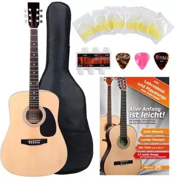 Classic Cantabile WS-10 Westerngitarre Starter-Set, Dreadnought, natur (00039178)