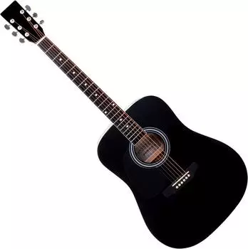Classic Cantabile WS-10BK-LH Dreadnought Westerngitarre Linkshänder, schwarz (00036188)