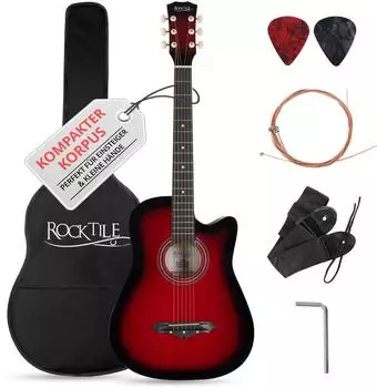Rocktile WSD-5C-RDB Slim Line Westerngitarren-Set Akustik Cutaway redburst (00089334)