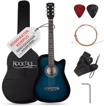 Rocktile WSD-5C-BUB Slim Line Westerngitarren-Set Akustik Cutaway Blueburst (00089331)