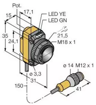 Turck Opto-Sensor Reflexions-Lichtschranke (QS18VN6LLPQPMA)