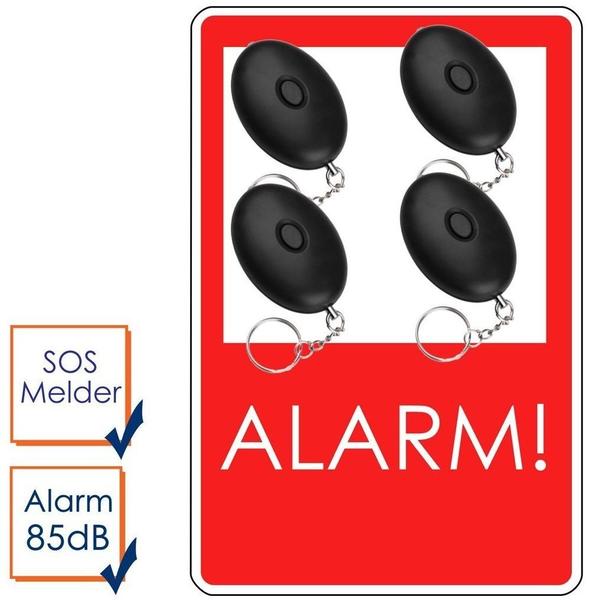 smartwares 4er-Set Mini-Taschenalarm Überfallalarm SOS-Notruf Personen-Alarm 85dB