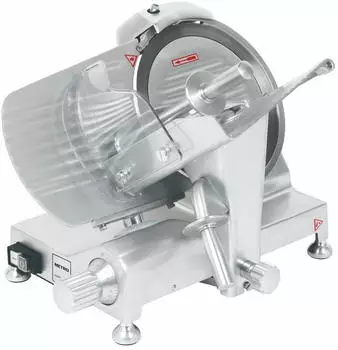 Metro Professional Schneidemaschine GFS4025, Eloxiertes Aluminium, 39.2 x 48.2 x 37.5 cm, 150 W, Klingen-Ø: 25 cm, Schnittstärke: 0-12 mm, silber Aluminium