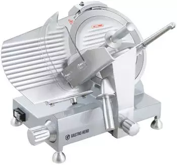 GastroHero Aufschnittmaschine ASM300 Elektrische Wurstschneidemaschine aus Aluminium Messerdurchschnitt 300 mm Schnittst&auml;rke 0,2-12 mm Aluminium ASM300