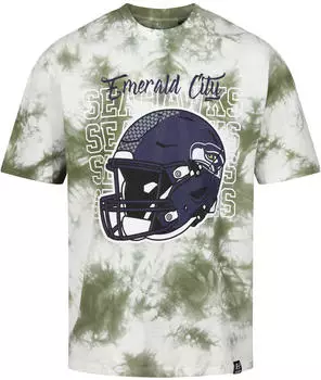 Recovered Seattle Seahawks NFL Tie-Dye Relaxed Oversized T-Shirt Green White