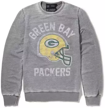 Recovered Sweatshirt NFL Green Bay Packers Helmet Print (PCNFL705) gray