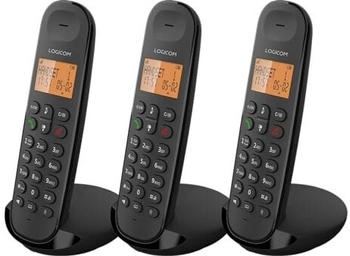 Logicom ILOA 350 Schnurloses Festnetztelefon ohne Anrufbeantworter Trio analoge und DECT-Telefone Schwarz
