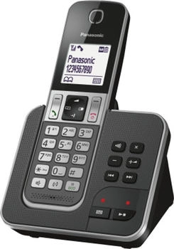 Panasonic KX-TGD320, DECT-Telefon, Freisprecheinrichtung, 50 Eintragungen, Anrufer-Identifikation, Schwarz