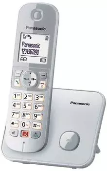 Panasonic KX-TG6851SPS, DECT-Telefon, Kabelloses Mobilteil, Freisprecheinrichtung, 200 Eintragungen, Anrufer-Identifikation, Grau, Silber