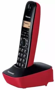 Panasonic KX-TG1611 Telefone für Festnetz (DECT, Lautsprecher, 50 Eingänge, Anrufer-Identifikation), Schwarz, Rot [importierte Version]