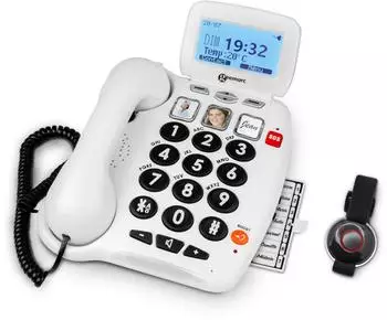 Geemarc SEREN100 Senioren-Festnetztelefon 40dB große Tasten SOS-Sender, weiß (SEREN100_WH_VDE)