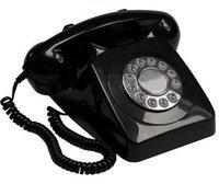 GPO Drehscheibe Telefon im klassischen 70er Jahre Design schwarz