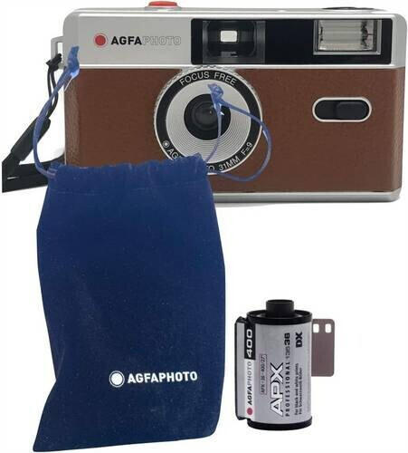 AgfaPhoto Analoge 35mm Kamera Set (S/W Film) braun