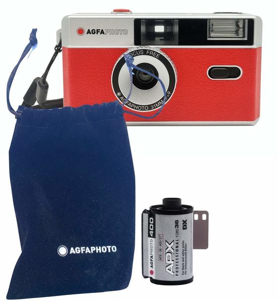 AgfaPhoto Analoge 35mm Kamera Set (S/W Film) rot