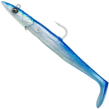 Savage Gear 23,5cm 175g Sandeel V2 Big Game - 2 Shads + 1 Jigkopf Blue Pearl Silver