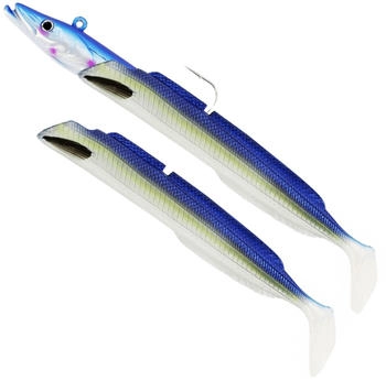 Westin Sandy Andy Jig 150g 23cm - 1 Jighaken + 2 Gummifische Blue Pearl