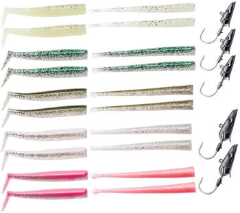 Savage Gear Sandeel Kit - Köderset 20 Gummifische + 5 Jighaken