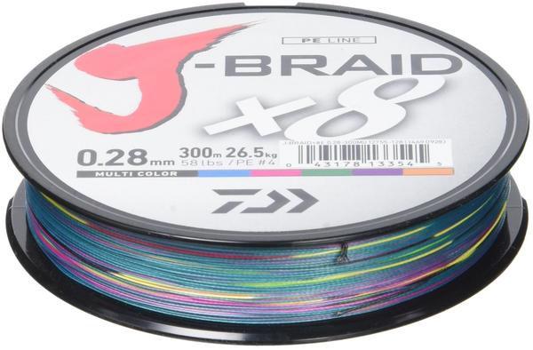 Daiwa J-Braid X8 multi color 300m 0,10mm