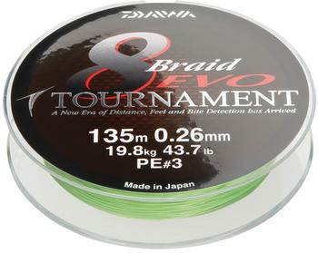 Daiwa Tournament 8 Braid EVO Chartreuse 1000 m 0,16 mm