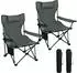 Woltu Campingstuhl klappbar mit Armlehnen & Getränkehalter, grau, 2er-Set (CPS8147gr-2)