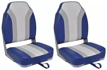 vidaXL Klappbarer Bootsstuhl hohe R&uuml;ckenlehne, blau/wei&szlig; (3284299)