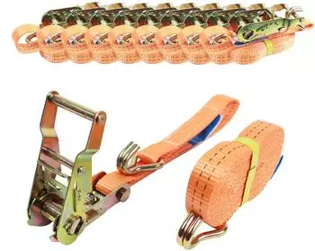 Baumarktplus Ratschen-Spanngurt 2-tlg 5m 1500kg T&Uuml;V/GS orange 10er-Pack (36401903)
