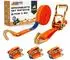 LuxusKollektion Spanngurte mit Ratsche und Haken, 27mm, 6m, 1500kg, orange, 4 Stück