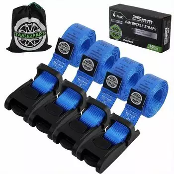 LuxusKollektion Spanngurte 4er-Set 75cm, 25mm, 600kg Bruchlast, blau, Klemmschloss